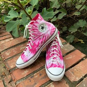 Converse Chuck Taylor All Star Twisted Summer Pink Tye Dye High Top Sneakers.